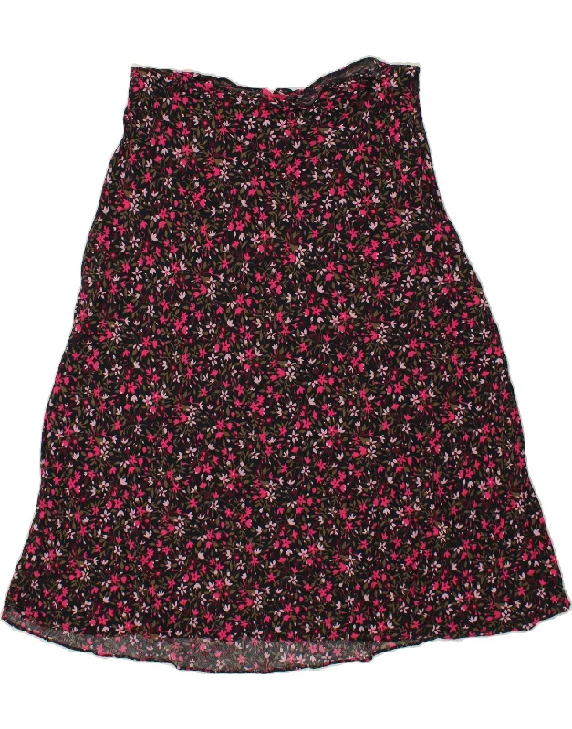 JOULES Womens A-Line Skirt UK 18 XL W38  Pink Floral Viscose ribbed skirt waist