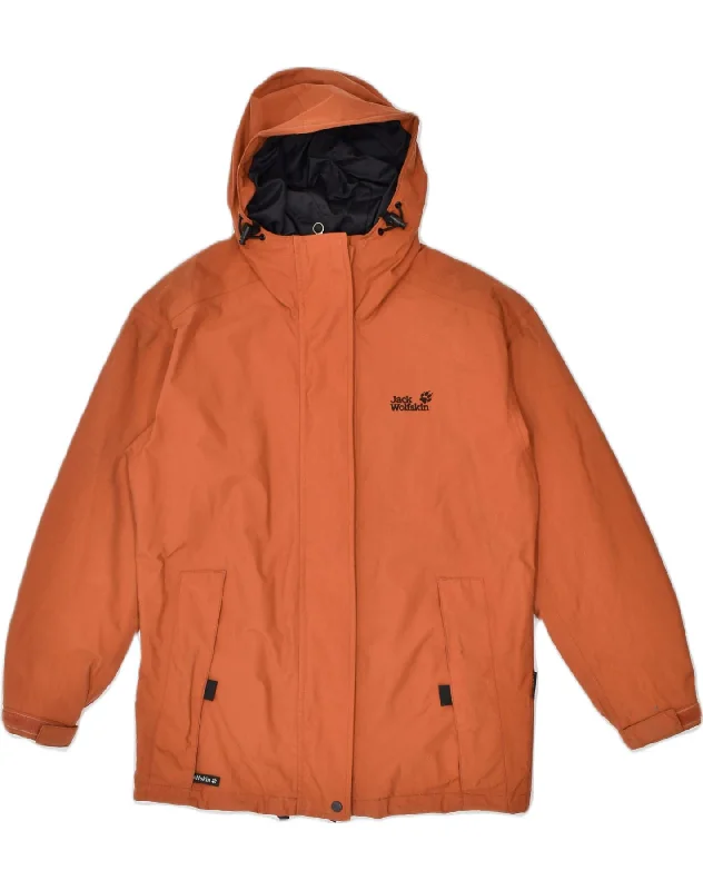 JACK WOLFSKIN Womens Hooded Windbreaker Jacket UK 8 Small Orange Nylon Plaid Jacket Tartan Jacket Houndstooth Jacket