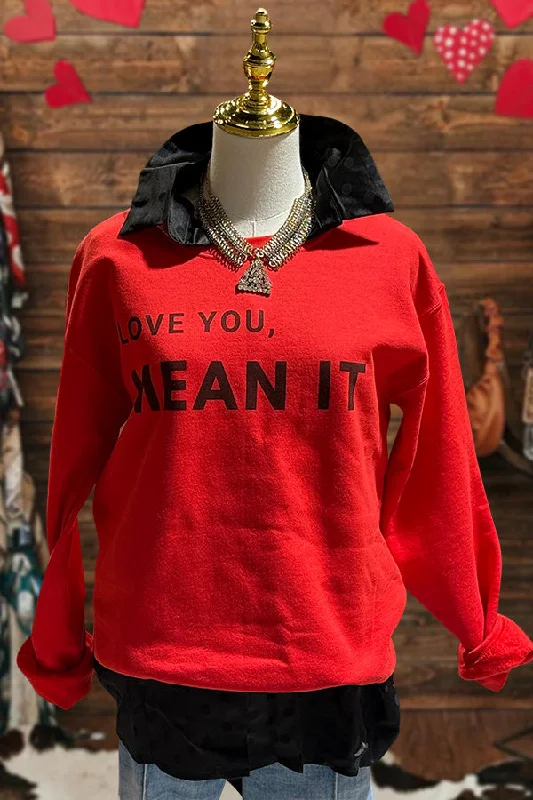 Casual Valentine's Day Print Sweatshirt Hoodie with Hem Ribbing Snug Secure