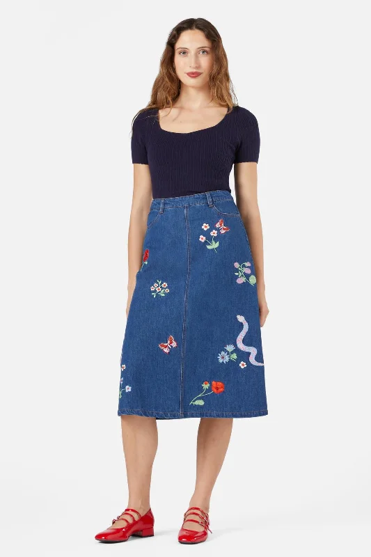 Snake Embroidered Skirt lace skirt intricate