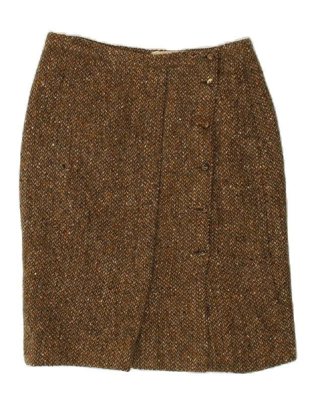 MARINA RINALDI Womens Wrap Skirt Size 21 Medium W30 Brown Flecked wool skirt warm