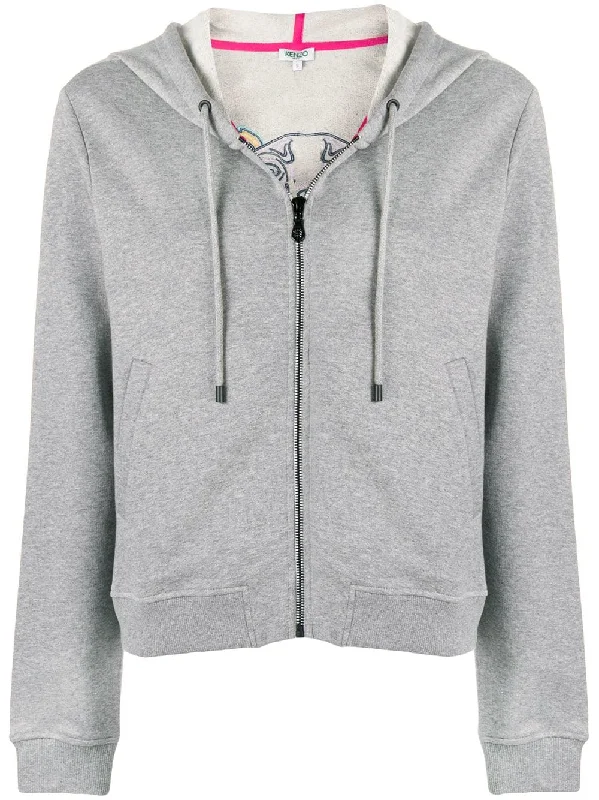 tiger motif hoodie Hoodie with Ribbed Neckline Snug Warm