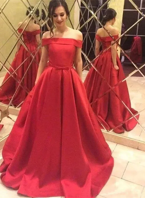 Red Satin Prom Dresses, Long Party Dresses, Prom Dress Tunics Office stylish