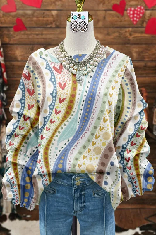 Classic Contrast Graphic Print Sweatshirt Hoodie with Side Slits Relaxed Casual