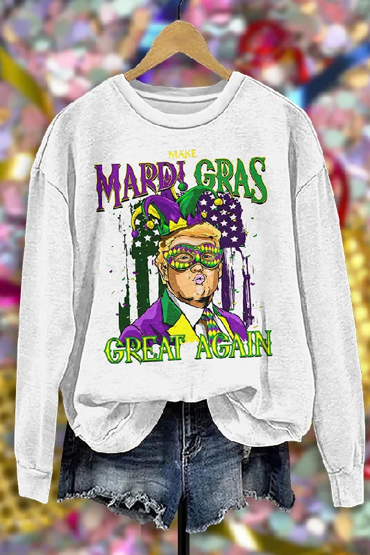 Make Mardi Gras Great Again Sweatshirt Hoodie with Drop Shoulder Relaxed Streetwear