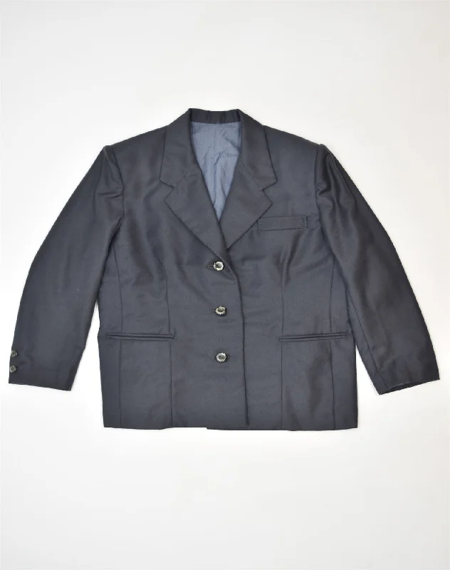 VINTAGE Womens 3 Button Blazer Jacket UK 16 Large Blue Satin Jacket Silk Jacket Chiffon Jacket
