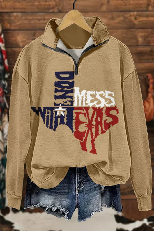 Gameday Texas Print Sweatshirt Hoodie with Hem Lace Feminine Delicate