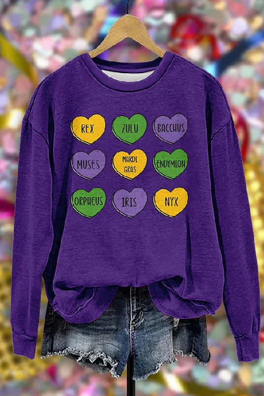 Colorful Mardi Gras Sweatshirt Hoodie with Double Zipper Versatile Adjustable
