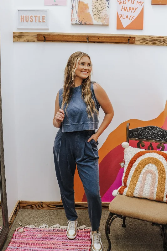 Dock Side Dream Slate Blue Pants Stylish Casual Pants
