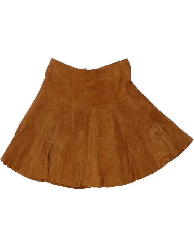 ANNA LASCATA Womens Suede Skirt EU 34 XS W26  Brown silk skirt smooth