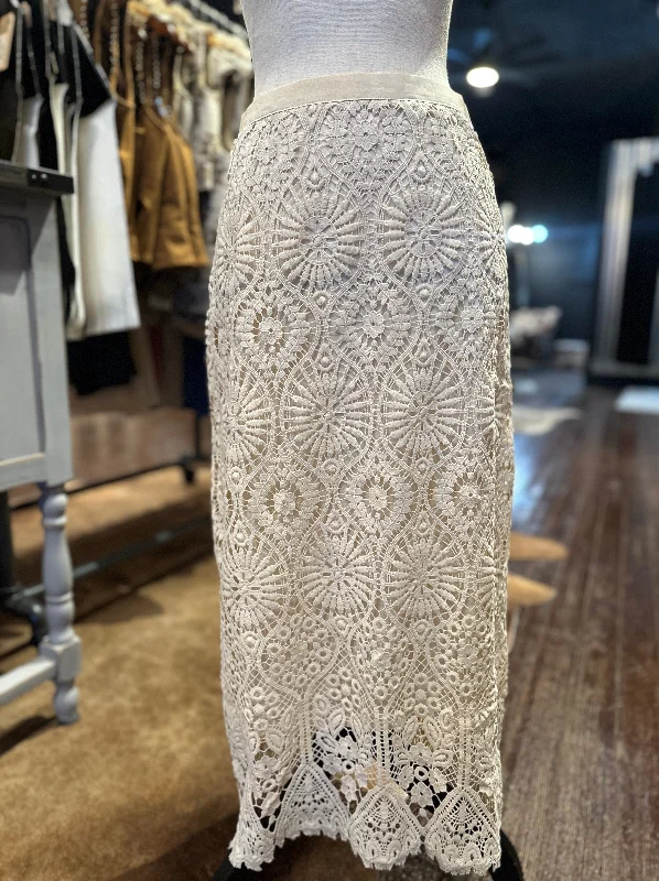 Madalyn Lace Midi Skirt [Beige] wool skirt breathable