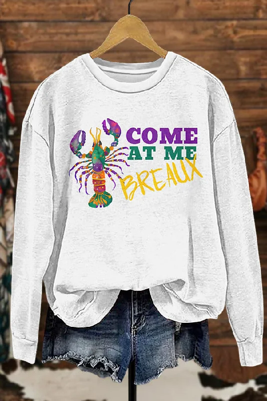 Mardi Gras Crawfish Sweatshirt Hoodie with High-Low Hem Asymmetrical Trendy