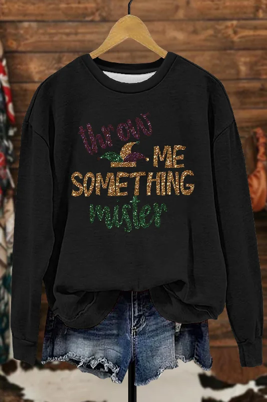 Cute Mardi Gras Crawfish Sweatshirt Hoodie with Hem Fringe Bohemian Relaxed
