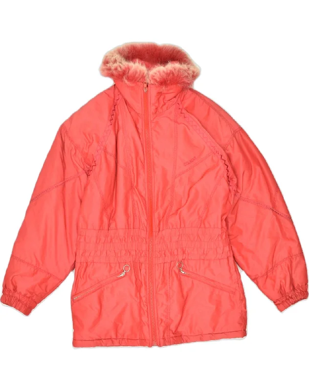 COLMAR Womens Windbreaker Jacket US 10 Medium Red Nylon Zippered Jacket Buttoned Jacket Snapped Jacket