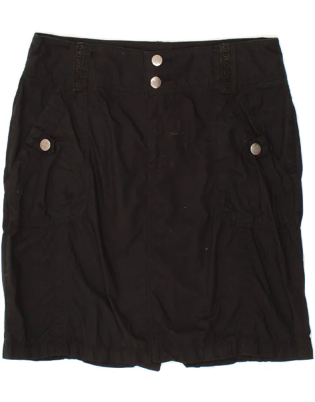 CASA BLANCA Womens Straight Skirt EU 40 Medium W32 Black Cotton wool skirt sturdy