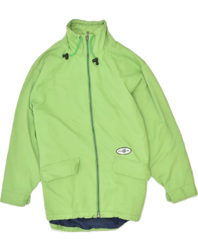 VINTAGE Womens Rain Jacket EU 38/40 Medium Green Cotton Sports Zippered Jacket Buttoned Jacket Snapped Jacket
