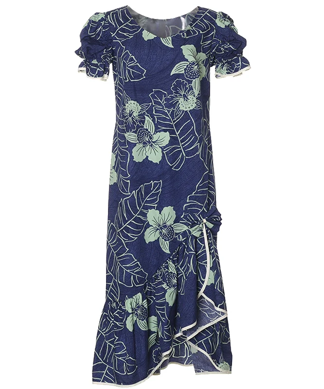 Ruffled Muumuu Hawaiian Dress Tea Length Niihau Tunics Brand named