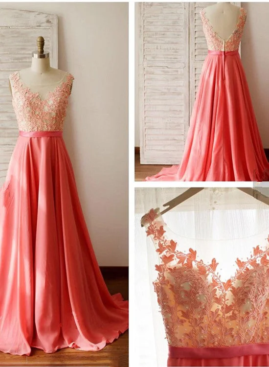 Beautiful Chiffon Lace Applique Prom Dress , Charming Junior Prom Dresses, Party Dresses Tunics Business professional