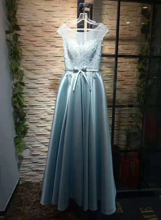 Elegant Satin A-line Lace-up Lace Top Prom Gown, Charming Party Dress Tunics Chic elegant