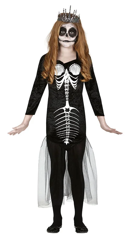 Girls Skull Mermaid Skeleton Halloween Fairy Tale Fancy Dress Tunics Hiking breathable
