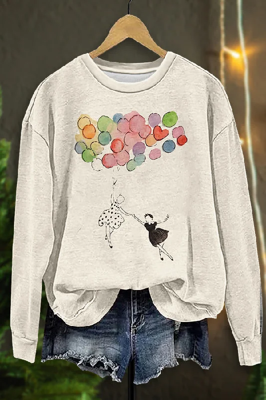 LGBT Colorful Balloon Sweatshirt Hoodie with Crew Neck Simple Timeless