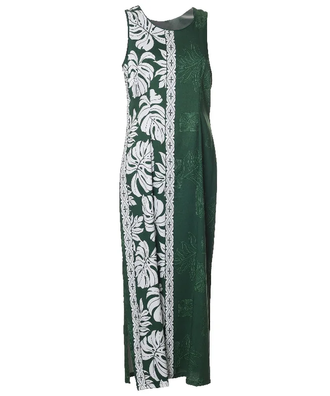 Long Maxi Hawaiian Dress Prince Kuhio Green Tunics Exclusive limited