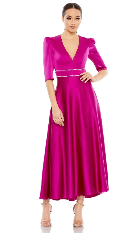 Ieena Duggal A26923 - Tea Length Satin Dress Tunics Short Trendy