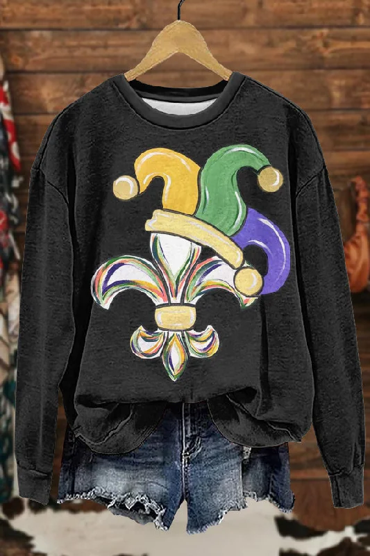 Cute Mardi Gras Print Sweatshirt Hoodie with Logo Branding Identity
