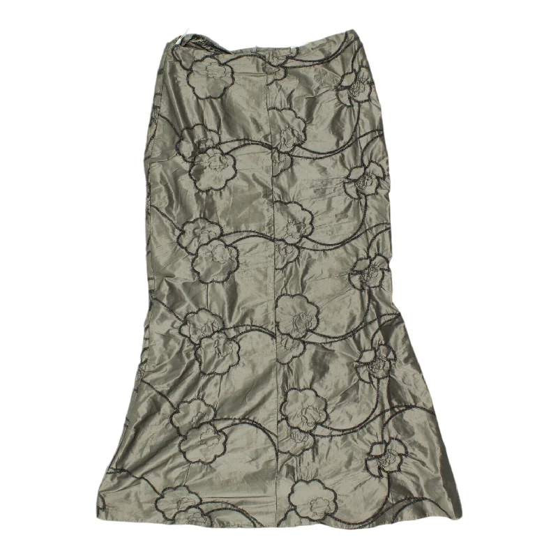 Quin And Donnelly Womens Long Grey Patterned Skirt | Vintage High End Designer relaxed fit skirt