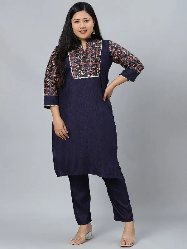 Sztori Ethnic Motifs Printed Straight Kurta with Pant Classic Straight-Leg Pants