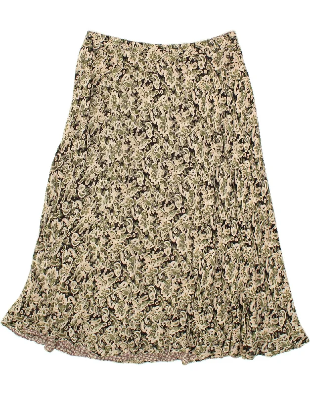 VINTAGE Womens A-Line Skirt W36 XL Green Paisley high waist skirt