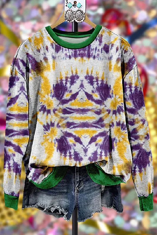 Classic Contrast Mardi Gras Sweatshirt Hoodie with Oversized Fit Loose Comfortable