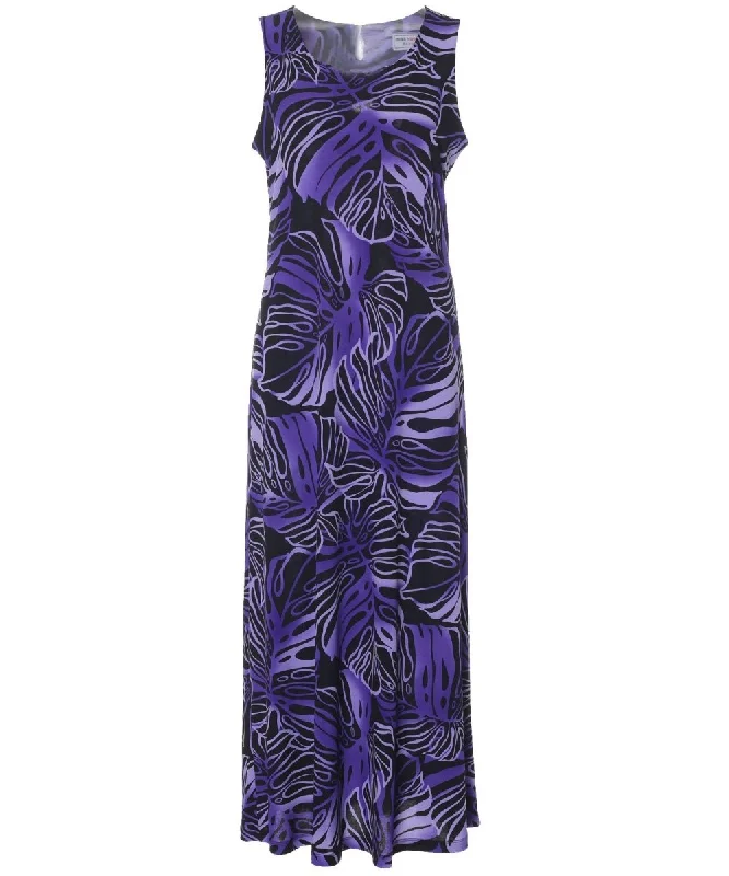 Monstera Ink Long Maxi Knit Hawaiian Dress Tunics Essential wardrobe