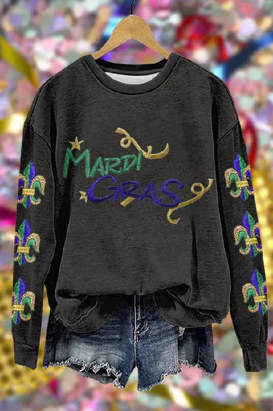 Unique Mardi Gras Print Sweatshirt Hoodie with Camouflage Military Edgy