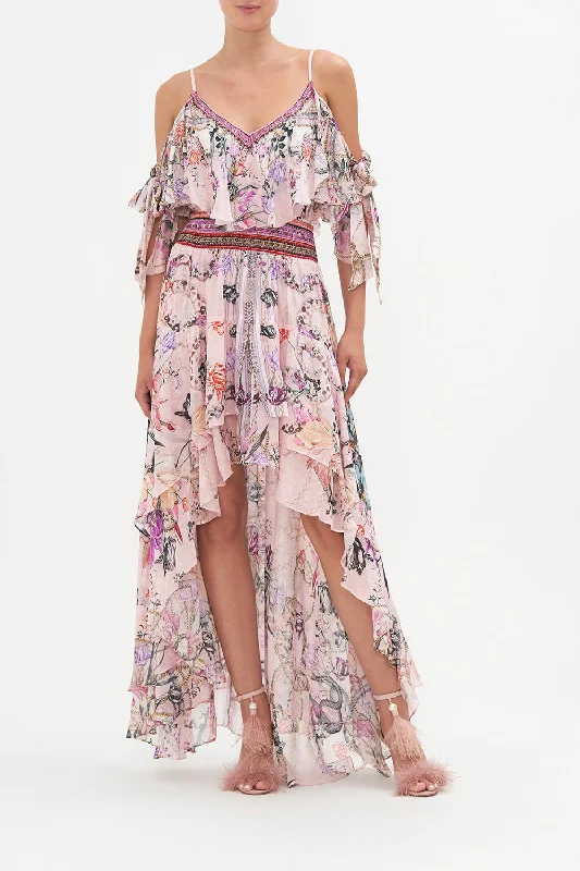 SKIRT WITH DOUBLE LAYER HEM MAD AS A SNAKE silk skirt lustrous