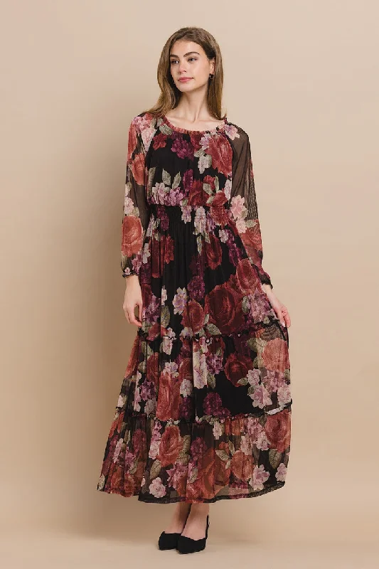 Floral Tiered Formal Dress Tunics Trousers formal