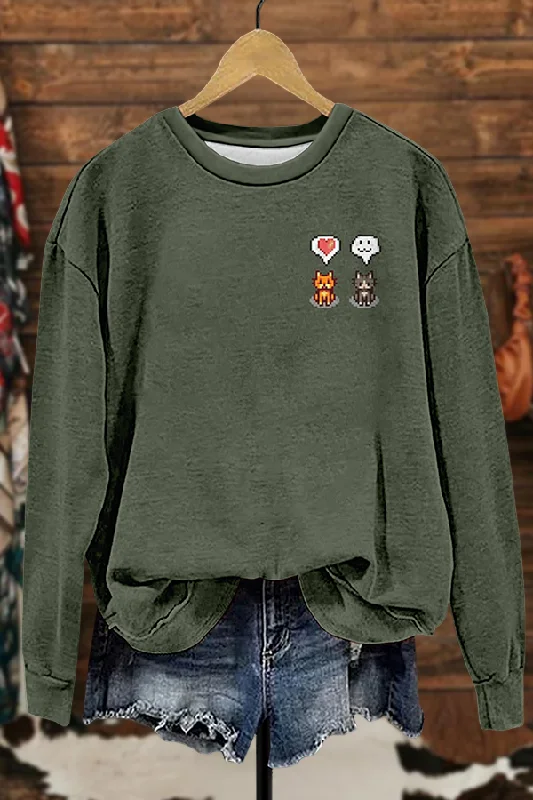 Cute Cat Stardew Sweatshirt Hoodie with Pastel Soft Subtle