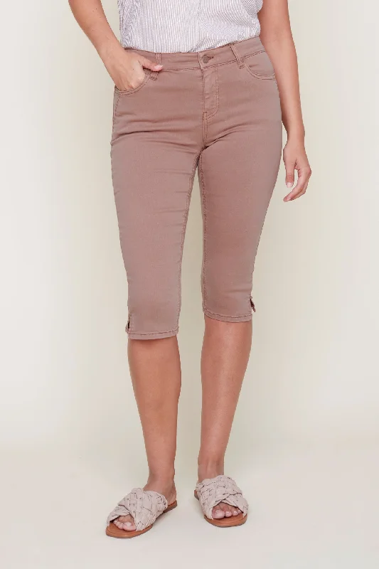 Renuar Woven Capri Pant R8107-E2008S-806 Walnut Chic Faux Leather Pants