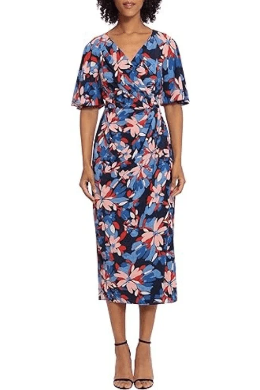 Maggy London G5684M - V-Neck Faux Wrap Casual Dress Tunics Practical durable