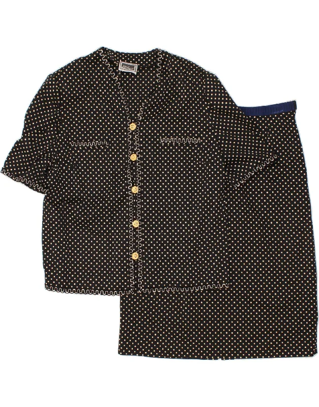 LUISA SPAGNOLI Womens 2 Piece Skirt Set IT 54 2XL W36 Black Spotted wool skirt warm