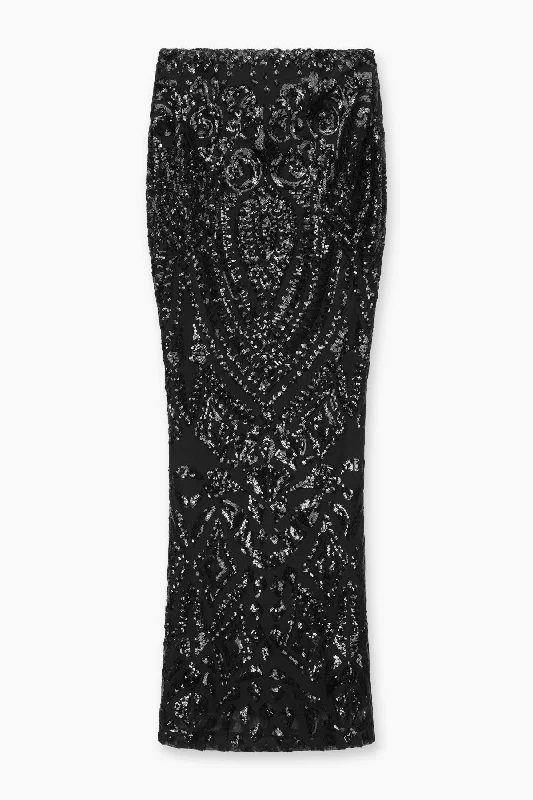 ADELE SEQUIN MAXI SKIRT | BLACK maxi skirt elegant
