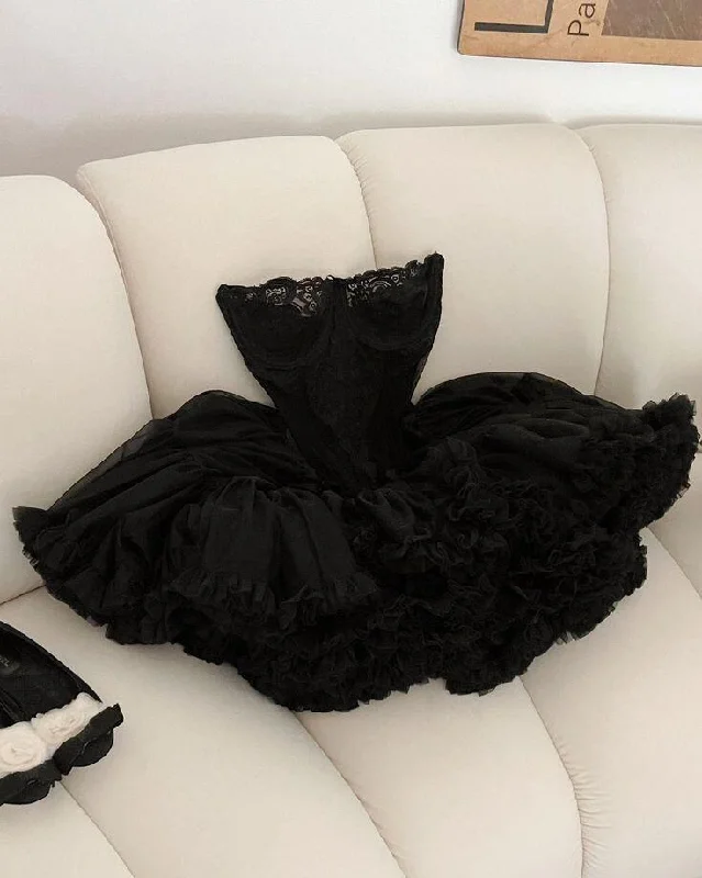 Black Sweetheart A-Line Lace Short Party Dress Birthday Outfits, DP3252 Tunics Recommended stylist