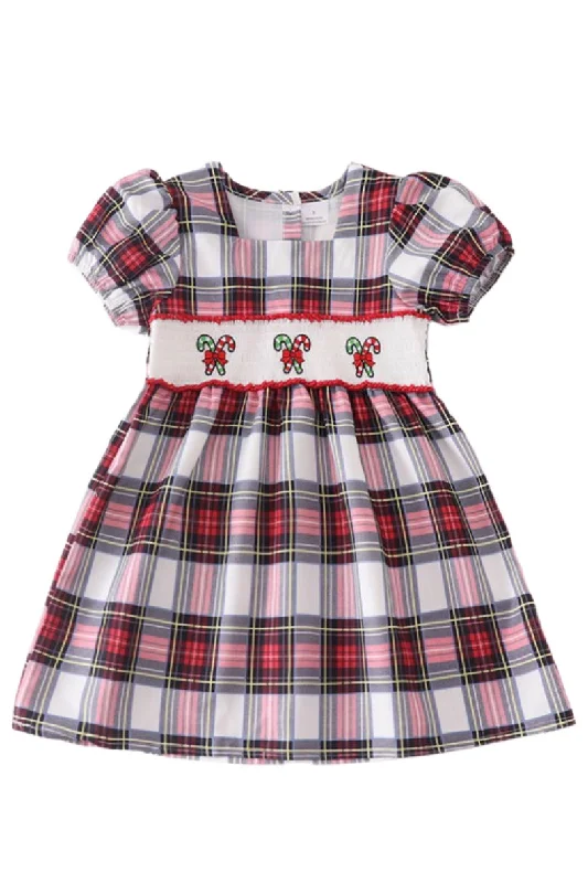Girls Plaid Candy Cane Dress Style 2005 Off-the-shoulder Chic Trendy