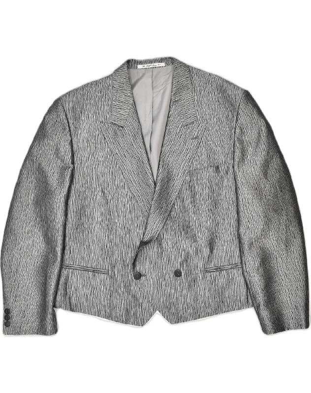 ANGELO LITRICO Womens Crop Double Breasted Blazer Jacket UK 18 XL Grey Striped Jacket Polka Dot Jacket Floral Jacket