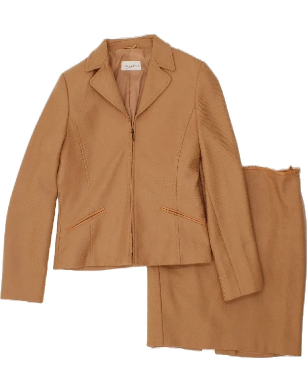 LINEA EMME Womens 2 Piece Skirt Set UK 12 Medium W30 Beige Wool cashmere skirt fine