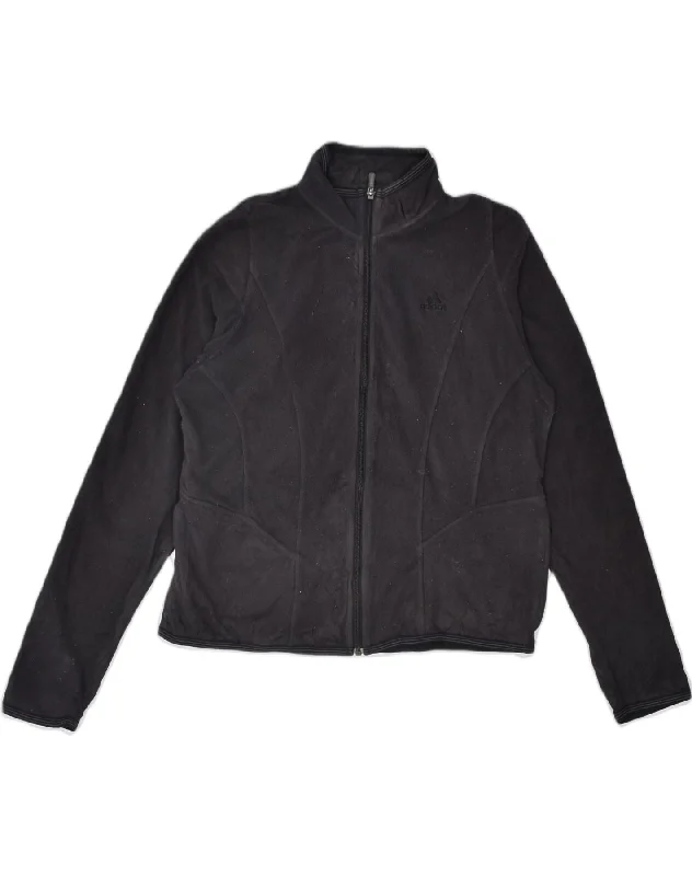 ADIDAS Womens Fleece Jacket UK 16 Large Black Polyester Faux Fur Fabric Real Fur Fabric Shearling Fabric