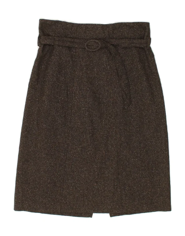 BENETTON Womens Straight Skirt W28 Medium Brown Flecked wool skirt warm