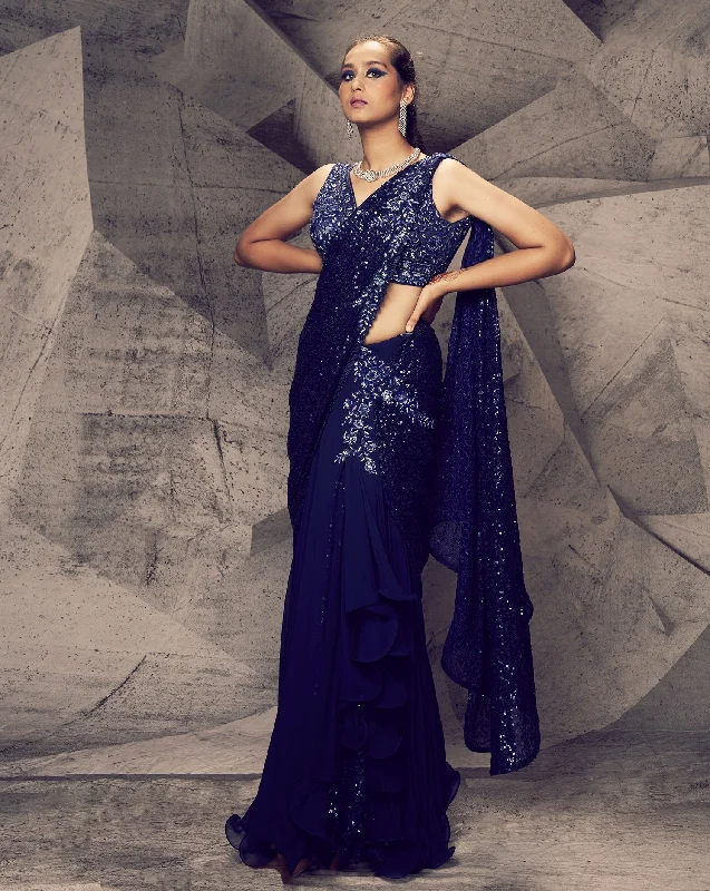 The Shimmering Blue Skirt Sari wool skirt warm