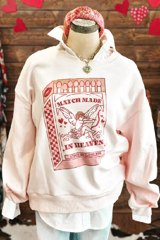 Valentine's Day Cupid Print Sweatshirt Hoodie with Bell Sleeves Flared Feminine