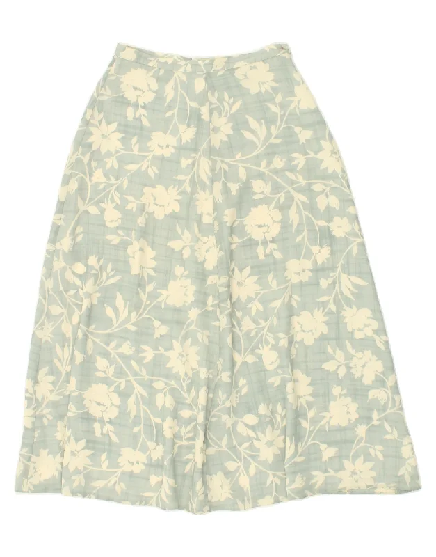 LAURA ASHLEY Womens A-Line Skirt UK 12 Medium W28 Blue Floral Polyester leather skirt refined